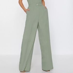 NastyGal Sage Green Wide Leg Pants